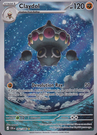 Claydol 092/086 Chaos Rising Illustration Rare Near Mint card