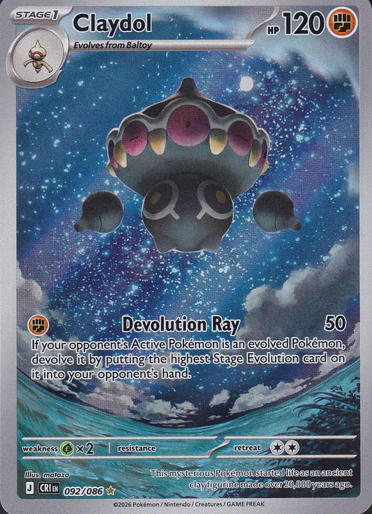 Claydol 092/086 Chaos Rising Illustration Rare Near Mint card