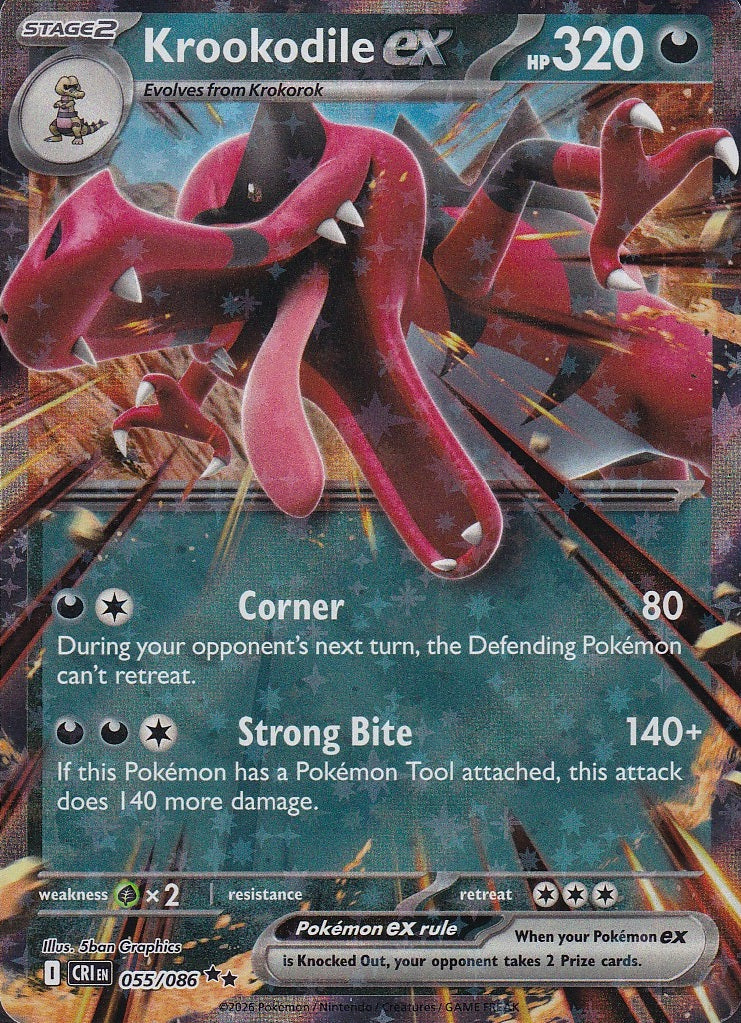 Krookodile ex 055/086 Chaos Rising Double Rare Holo Near Mint card