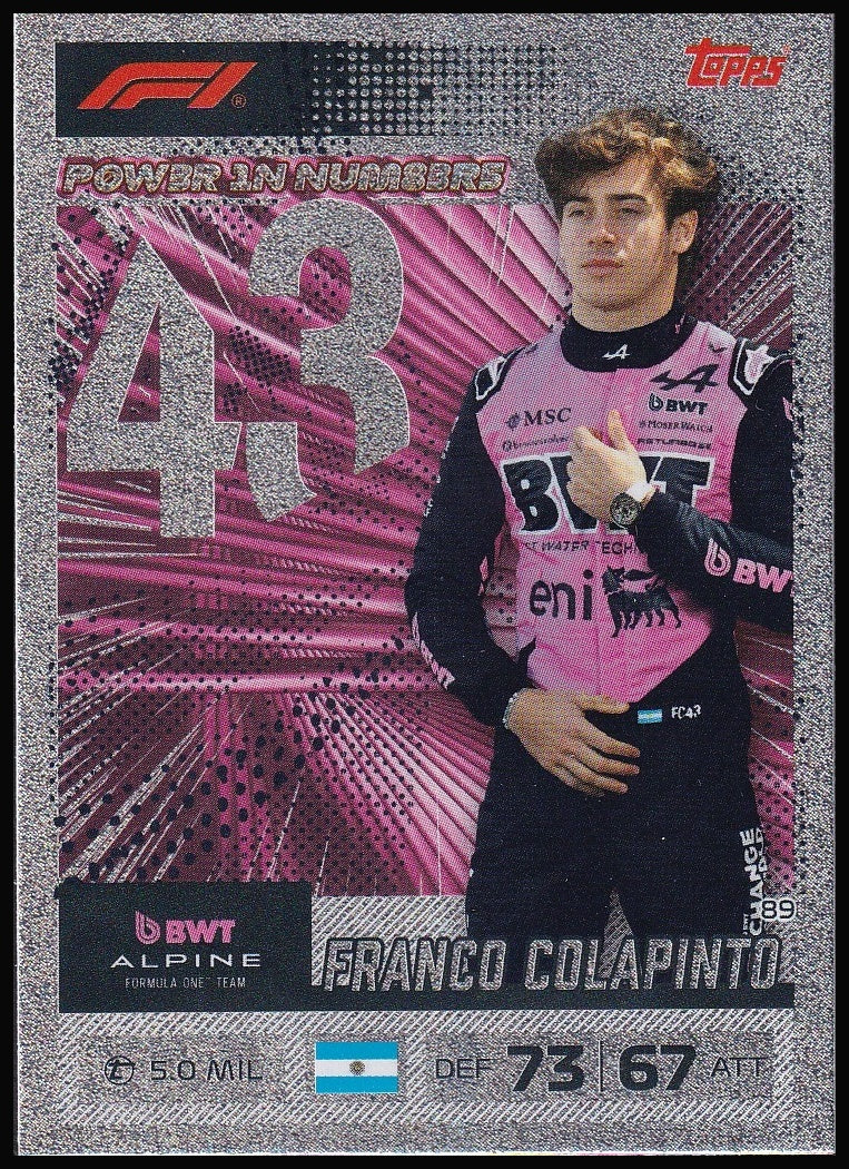 Franco Colapinto 89 2026 Topps Formula 1 Turbo Attax Power in Numbers | Near Mint front