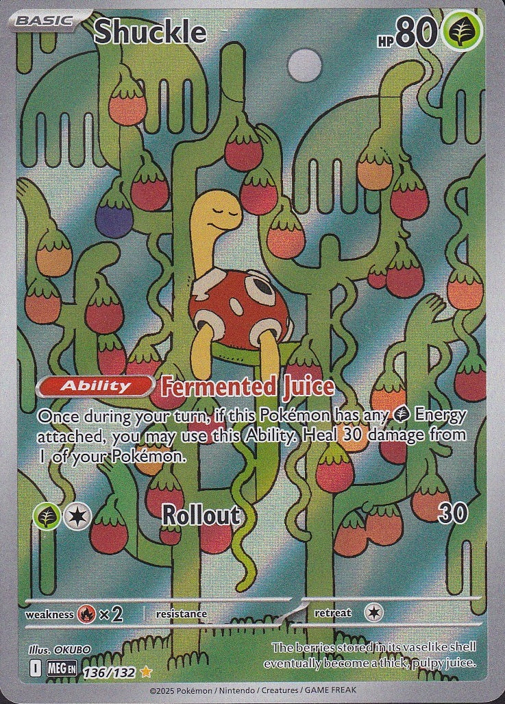 Shuckle 136/132 Mega Evolution Illustration Rare Holo Near Mint card