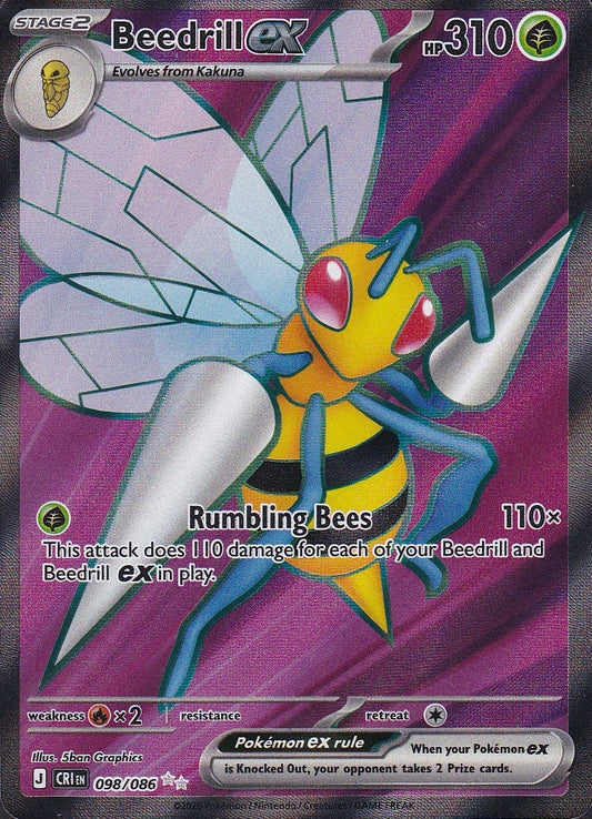 Beedrill ex 098/086 Chaos Rising Ultra Rare Full Art Near Mint card