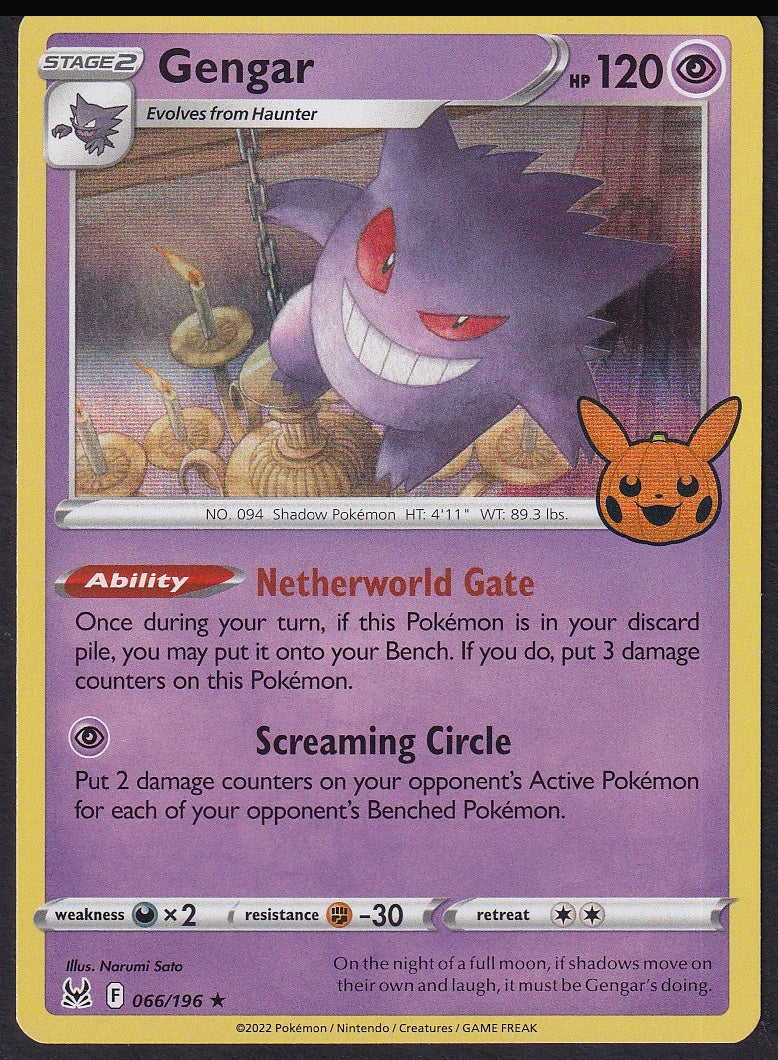 Gengar 066/196 Lost Origin Trick or Trade front