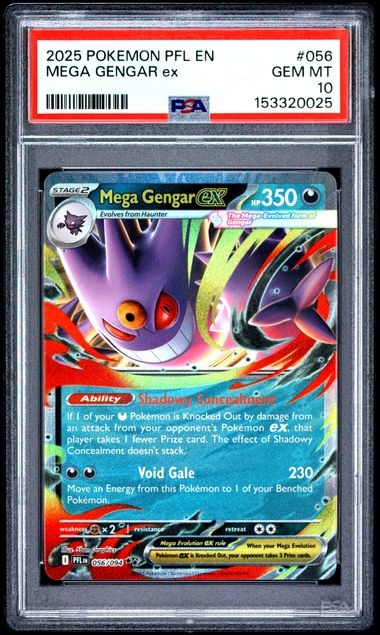 Mega Gengar ex 056/094 Phantasmal Flames PSA 10 slab front