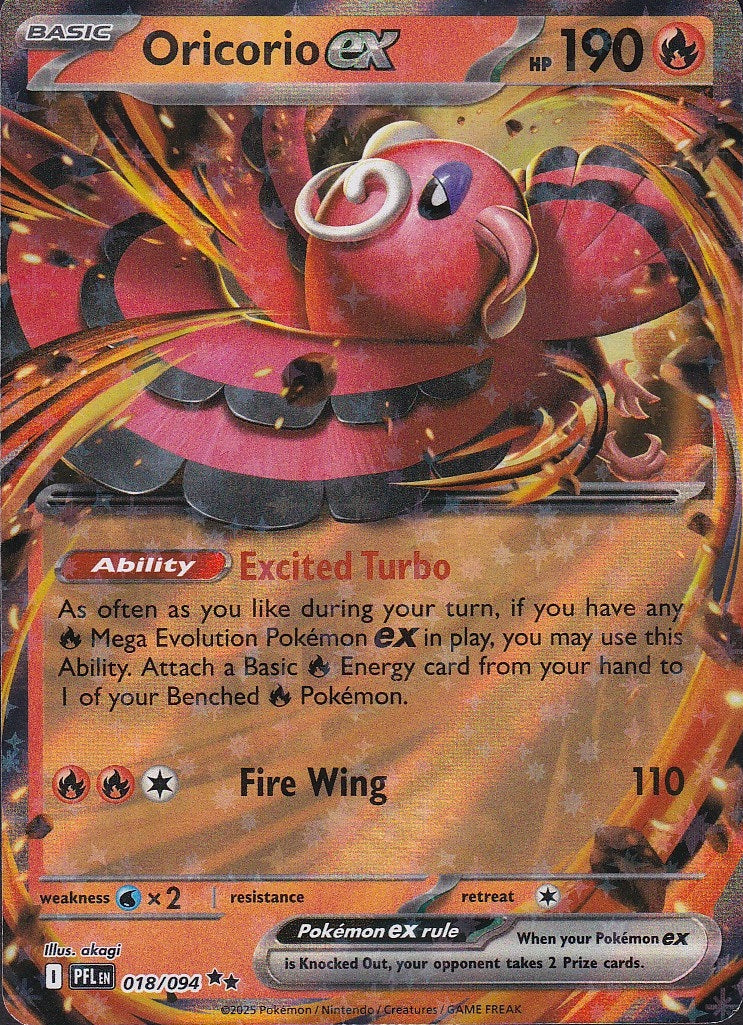 Oricorio ex 018/094 Phantasmal Flames Double Rare Holo Near Mint card