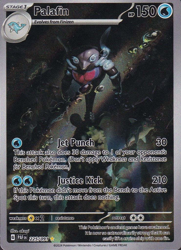 Palafin 225/091 Paldean Fates Illustration Rare Holo Near Mint card