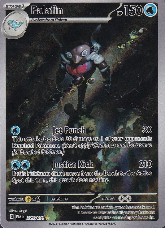 Palafin 225/091 Paldean Fates Illustration Rare Holo Near Mint card
