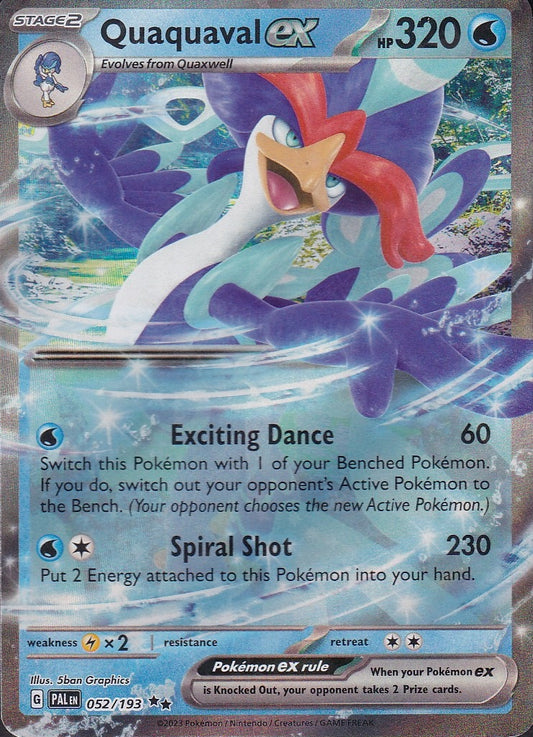 Quaquaval ex 052/193 Paldea Evolved Double Rare Holo Lightly Played card