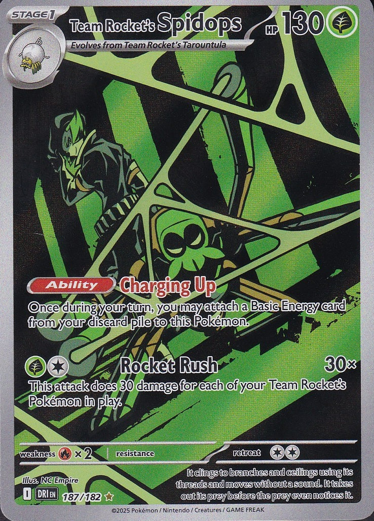 Team Rocket’s Spidops 187/182 Destined Rivals Illustration Rare Holo Near Mint card