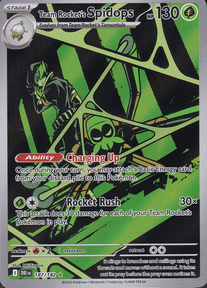 Team Rocket’s Spidops 187/182 Destined Rivals Illustration Rare Holo Near Mint card