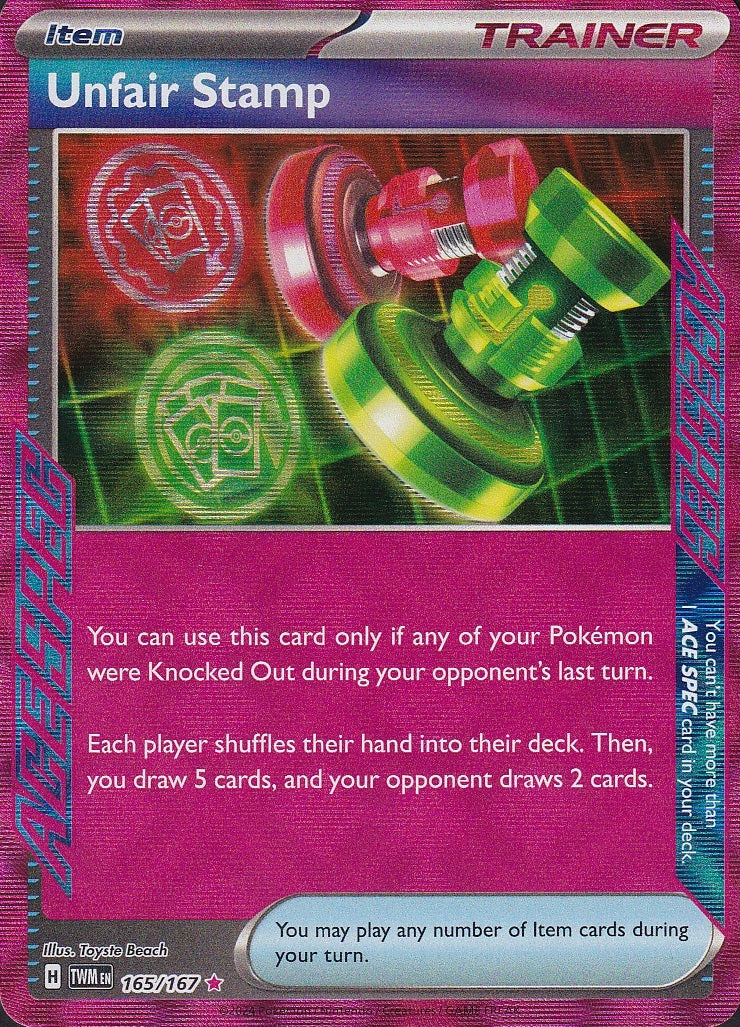 Unfair Stamp 165/167 Twilight Masquerade ACE SPEC Holo Near Mint card