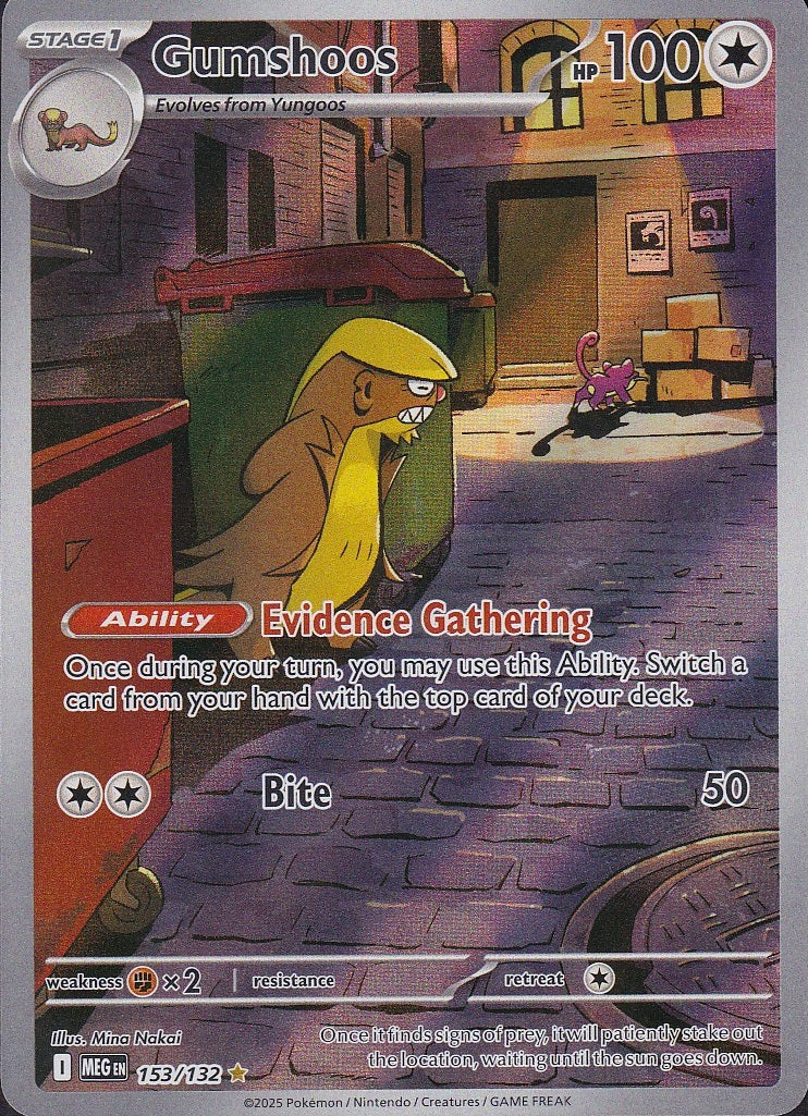Gumshoos 153/132 Mega Evolution Illustration Rare Holo Near Mint card