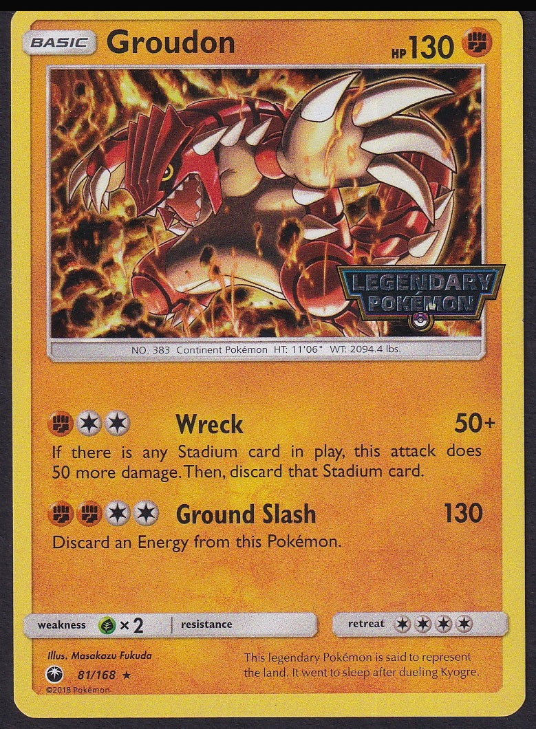 Groudon 81/168 Celestial Storm Legendary Pokémon stamp front