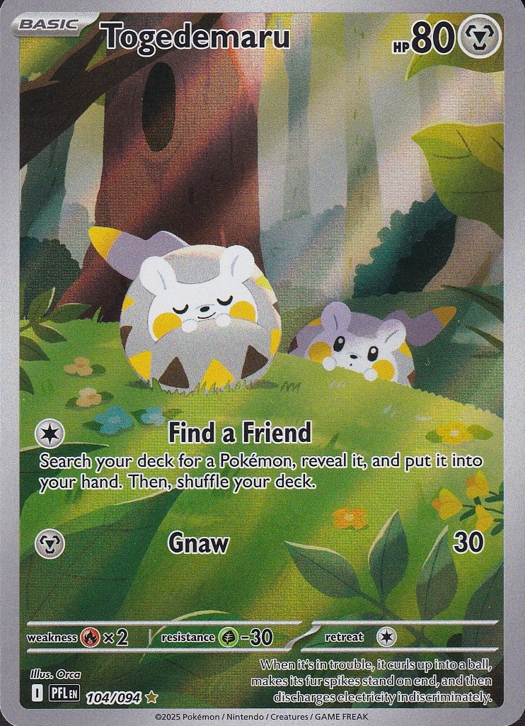 Togedemaru 104/094 Phantasmal Flames Illustration Rare Holo Near Mint card