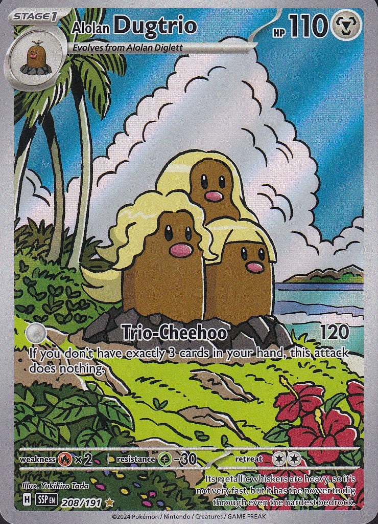 Alolan Dugtrio 208/191 Surging Sparks Illustration Rare Holo Near Mint card
