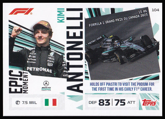 Kimi Antonelli 104 Epic Moment card front