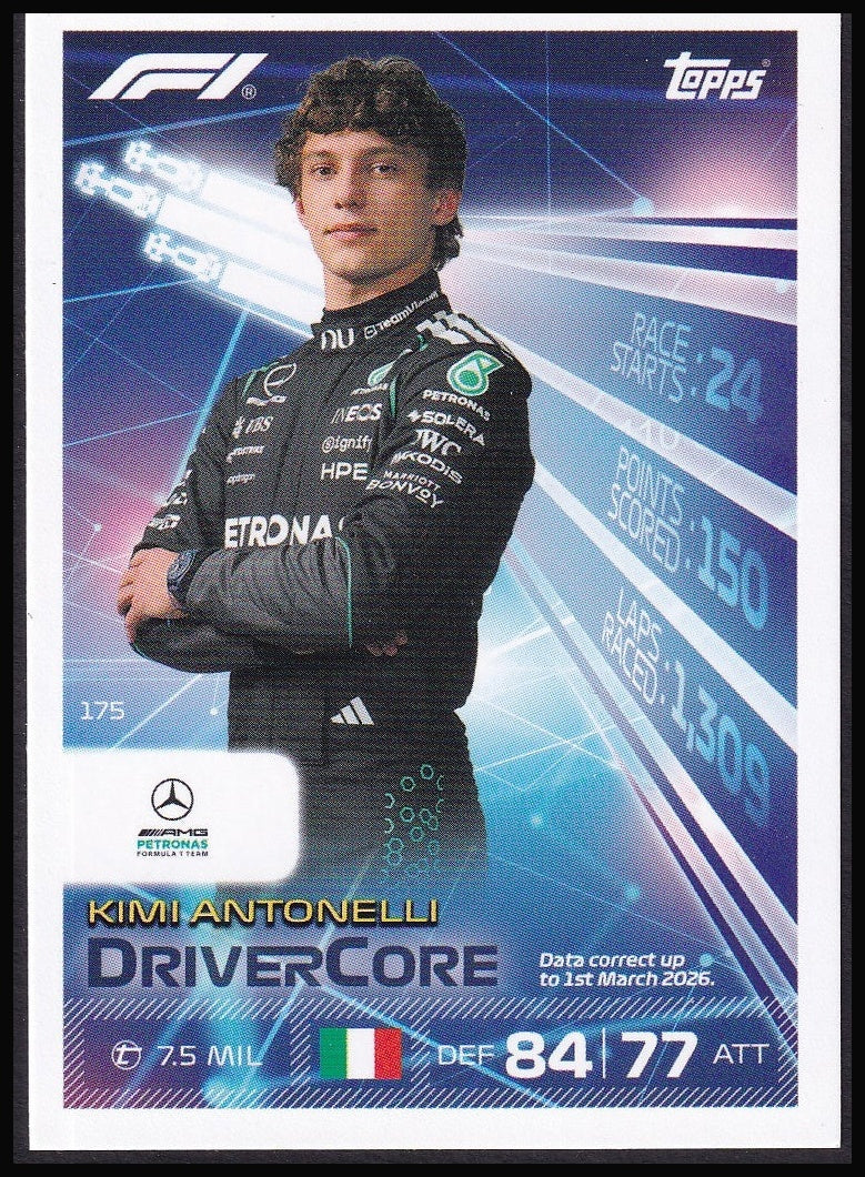 Kimi Antonelli 175 2026 Topps Formula 1 Turbo Attax Drivercore | Near Mint front