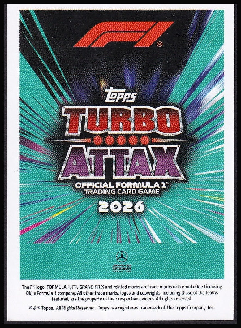Kimi Antonelli 175 2026 Topps Formula 1 Turbo Attax Drivercore | Near Mint back