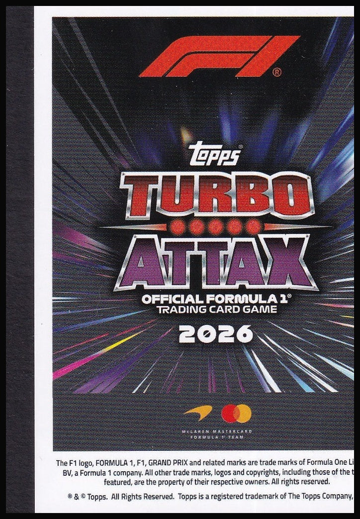 Lando Norris 168 2026 Topps Formula 1 Turbo Attax Drivercore | Near Mint back