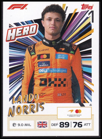 Lando Norris 4 2026 Topps Formula 1 Turbo Attax Hero | Near Mint front