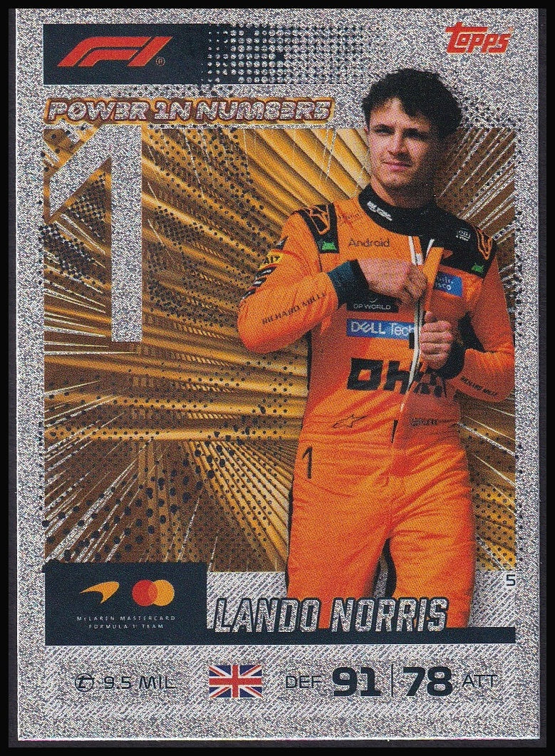 Lando Norris 5 2026 Topps Formula 1 Turbo Attax Power in Numbers | Near Mint front