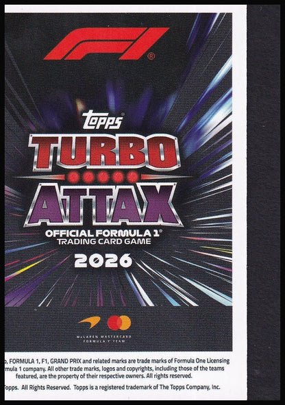 Lando Norris 5 2026 Topps Formula 1 Turbo Attax Power in Numbers | Near Mint back