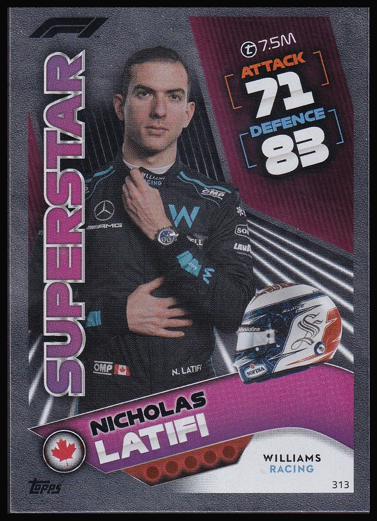 Nicholas Latifi 313 2022 Topps Formula 1 Turbo Attax Superstar | Near Mint