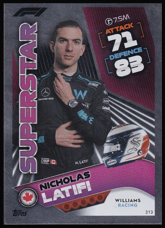 Nicholas Latifi 313 2022 Topps Formula 1 Turbo Attax Superstar | Near Mint