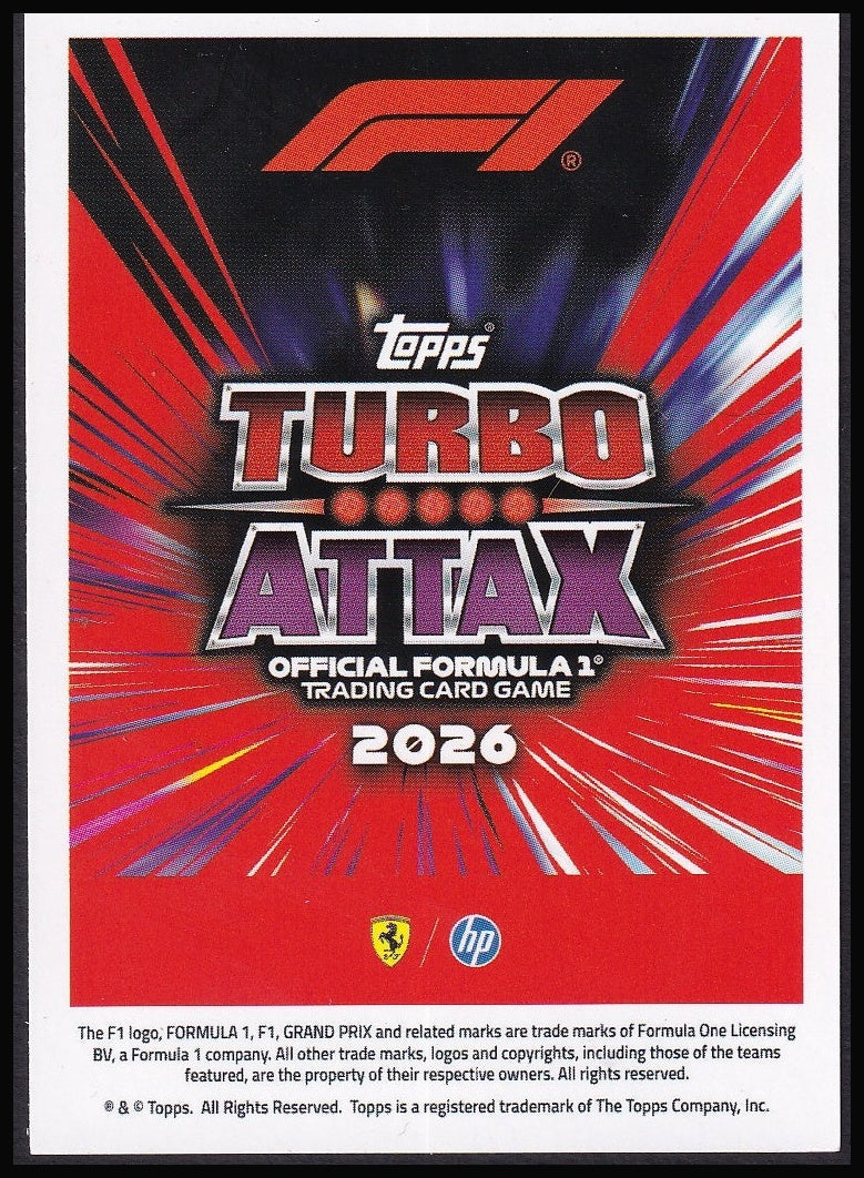 Lewis Hamilton GG1 2026 Topps Formula 1 Turbo Attax Greats of the Grid | Near Mint back