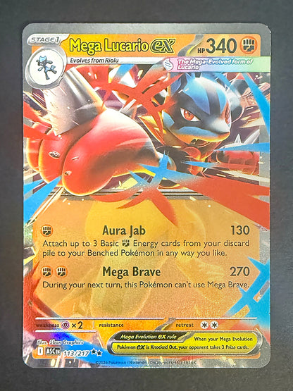Mega Lucario ex 113/217 Ascended Heroes Double Rare Holo front