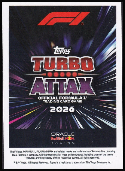 Max Verstappen 23 2026 Topps Formula 1 Turbo Attax Power in Numbers | Near Mint back