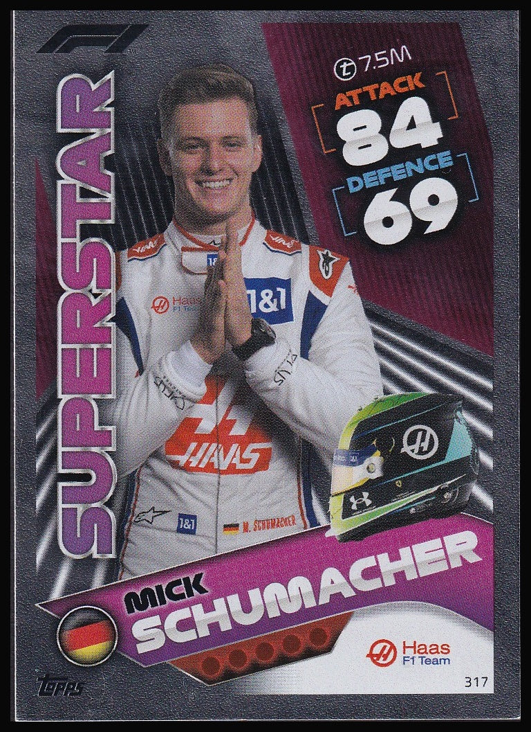 Mick Schumacher 317 2022 Topps Formula 1 Turbo Attax Superstar | Near Mint