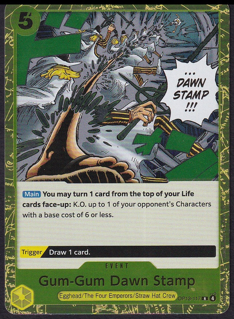 One Piece Gum-Gum Dawn Stamp OP13-117 Carrying On His Will Rare R | Near Mint