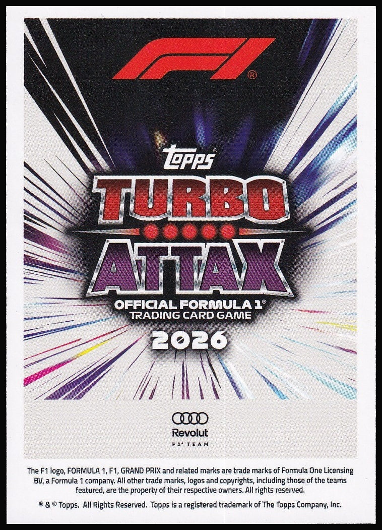 Nico Hülkenberg 222 2026 Topps Formula 1 Turbo Attax La Monumental | Near Mint back