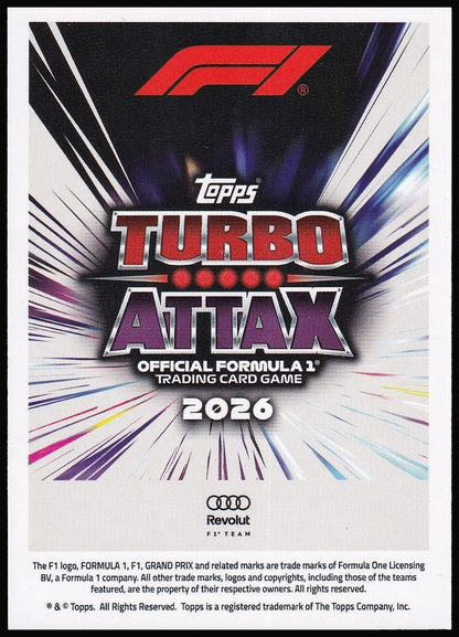 Nico Hülkenberg 222 2026 Topps Formula 1 Turbo Attax La Monumental | Near Mint back