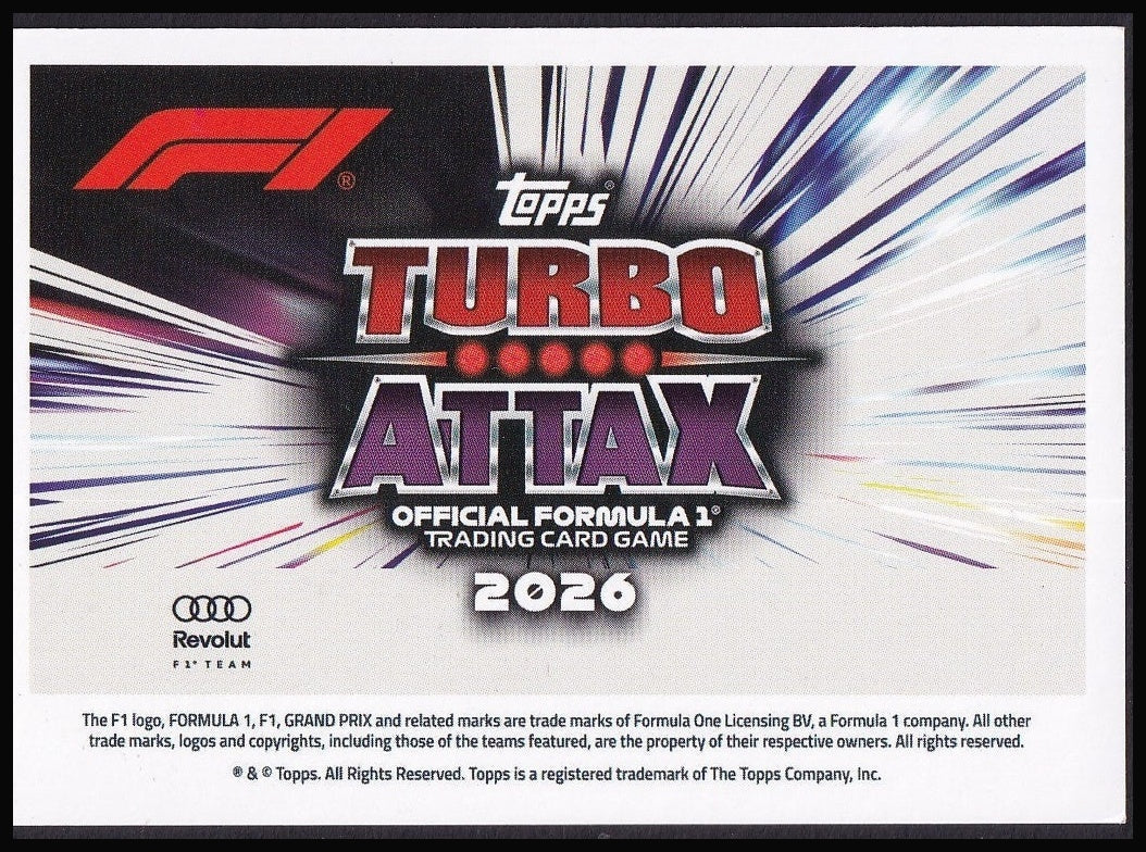Nico Hülkenberg 281 2026 Topps Formula 1 Turbo Attax Signature Style | Near Mint back