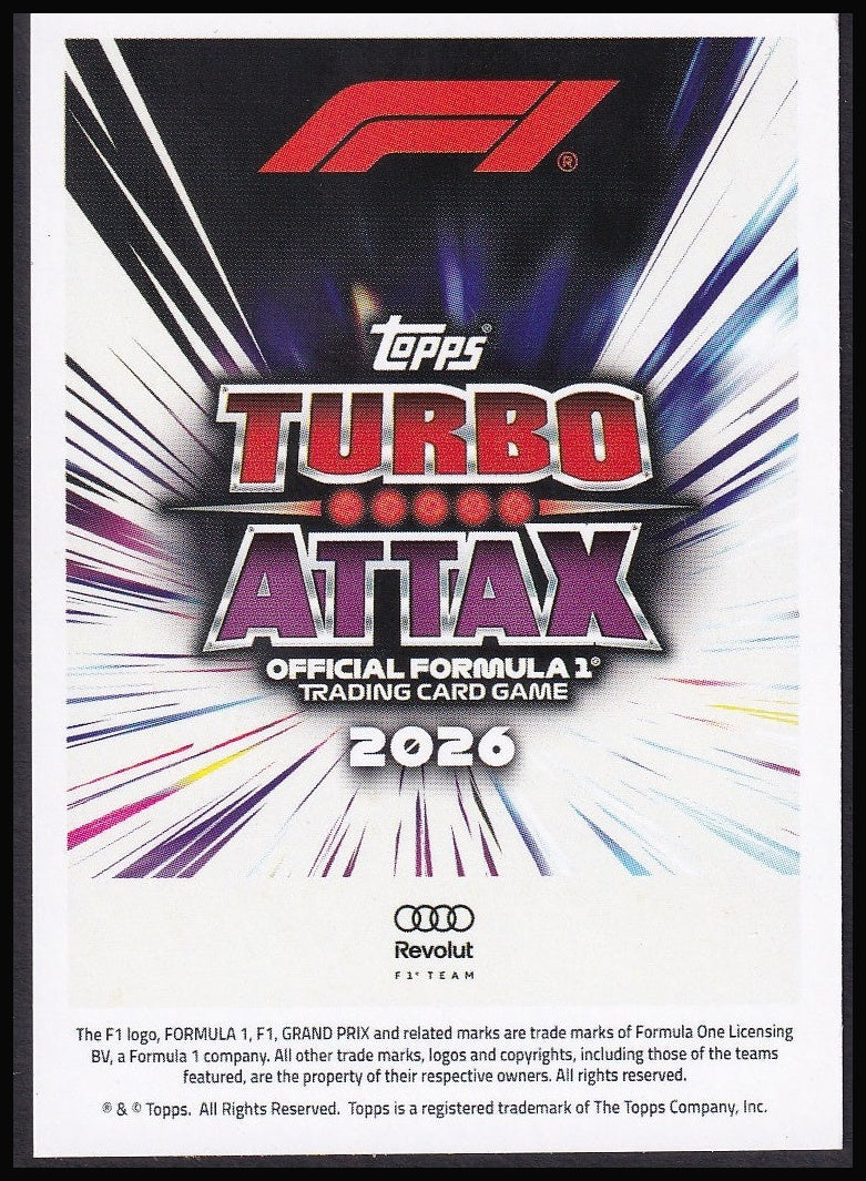 Nico Hülkenberg 78 2026 Topps Formula 1 Turbo Attax Lightning Lids | Near Mint back