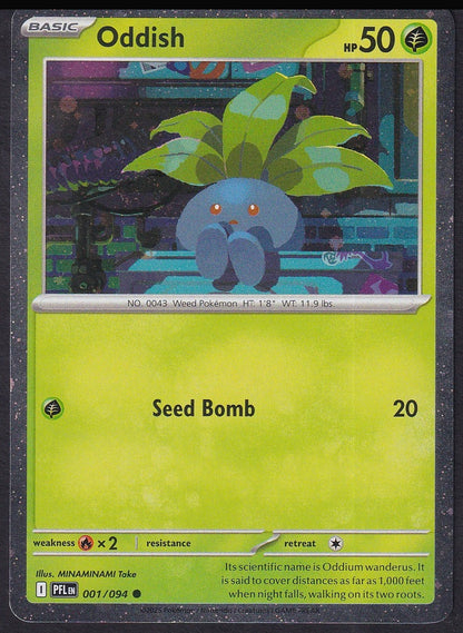 Oddish 001/094 Phantasmal Flames Cosmos Holo front