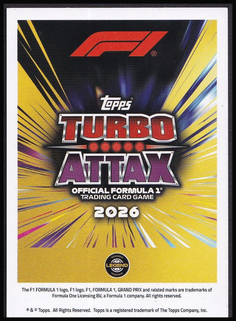 Oscar Piastri 154 2026 Topps Formula 1 Turbo Attax Super Stars | Near Mint back