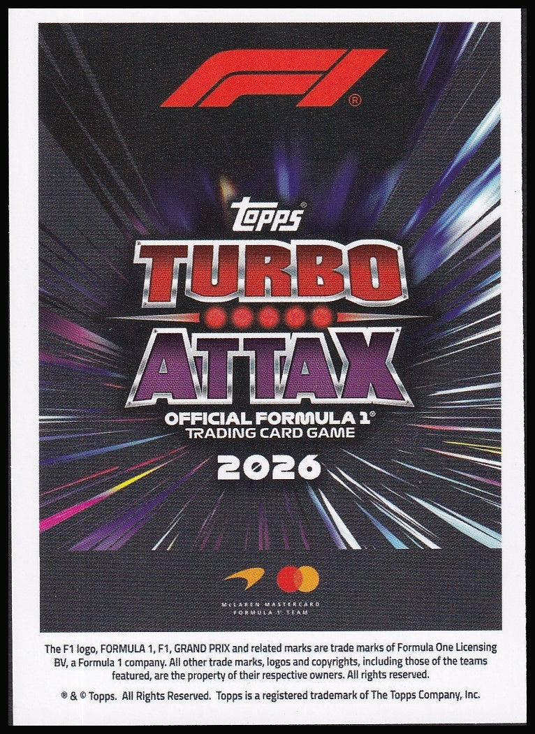 Oscar Piastri 207 2026 Topps Formula 1 Turbo Attax La Monumental | Near Mint back