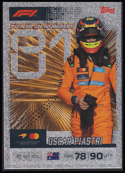 Oscar Piastri 8 2026 Topps Formula 1 Turbo Attax Power in Numbers | Near Mint front