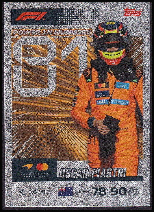 Oscar Piastri 8 2026 Topps Formula 1 Turbo Attax Power in Numbers | Near Mint front