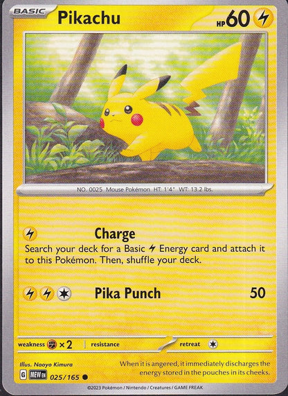 Pikachu 025/165 Scarlet & Violet 151 front