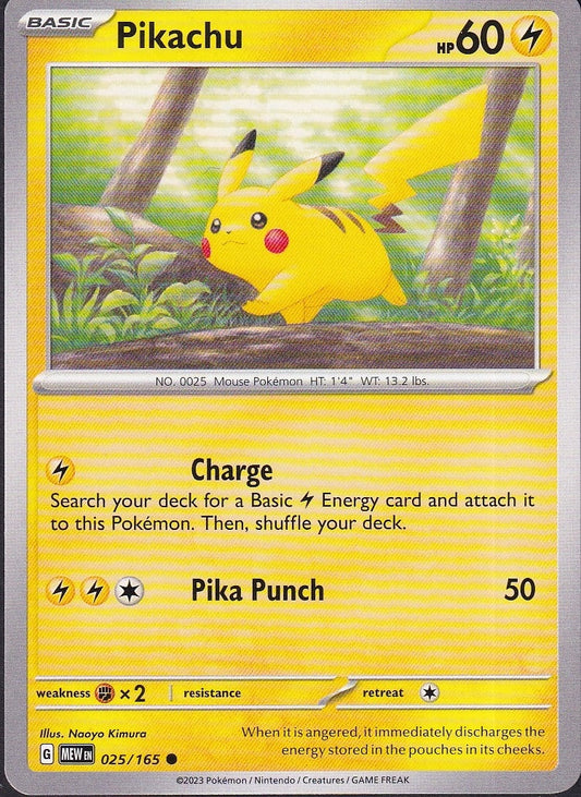Pikachu 025/165 Scarlet & Violet 151 front