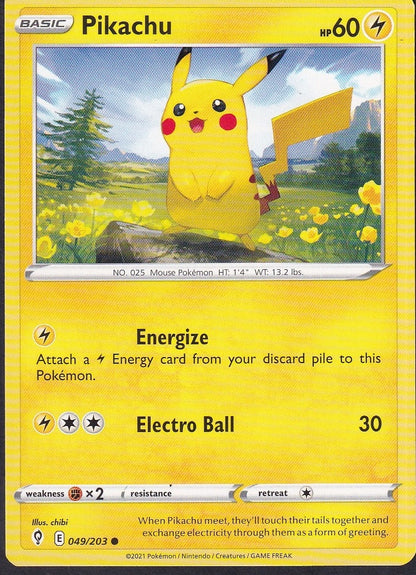 Pikachu 049/203 Evolving Skies front