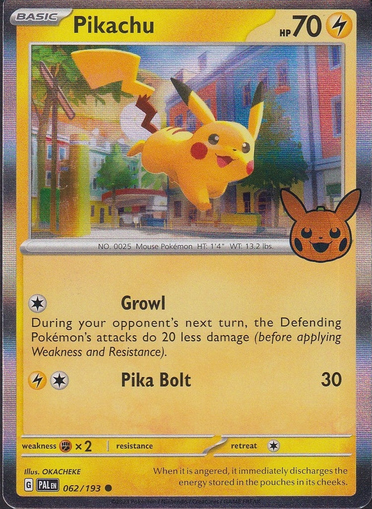 Pikachu 062/193 Paldea Evolved Trick or Trade Common front