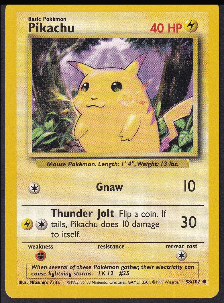 Pikachu 58/102 Base Set Unlimited front