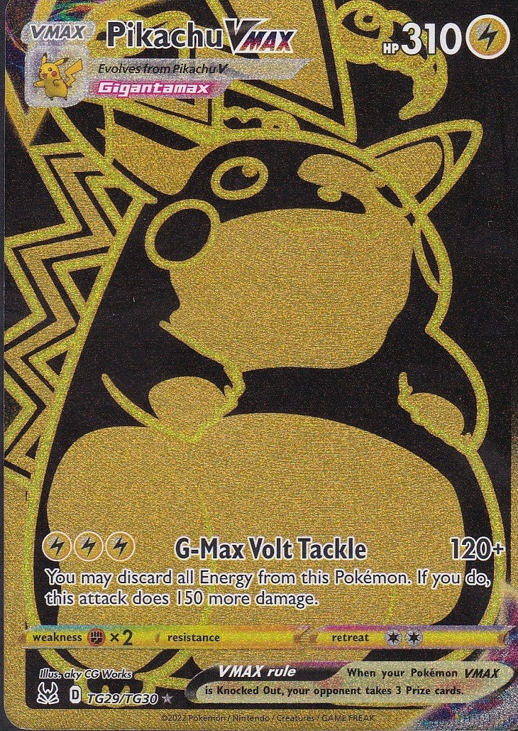 Pikachu VMAX TG29/TG30 Lost Origin Trainer Gallery Secret Rare Gold front