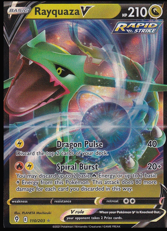 Rayquaza V 110/203 Evolving Skies Rapid Strike front