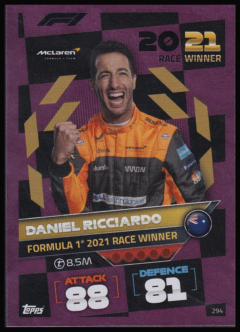 Daniel Ricciardo 294 2022 Topps Formula 1 Turbo Attax 2021 Race Winner | Near Mint